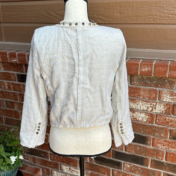 Lovers & Friends x BECAUSE IM ADDICTED En Vogue Studded Jacket in Cream Size XS - Picture 6 of 11
